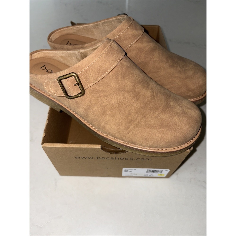 BOC B.o.c. Born Concept Lexi Slip On Mules Light Tan Clogs Womens 10 Buckle New
